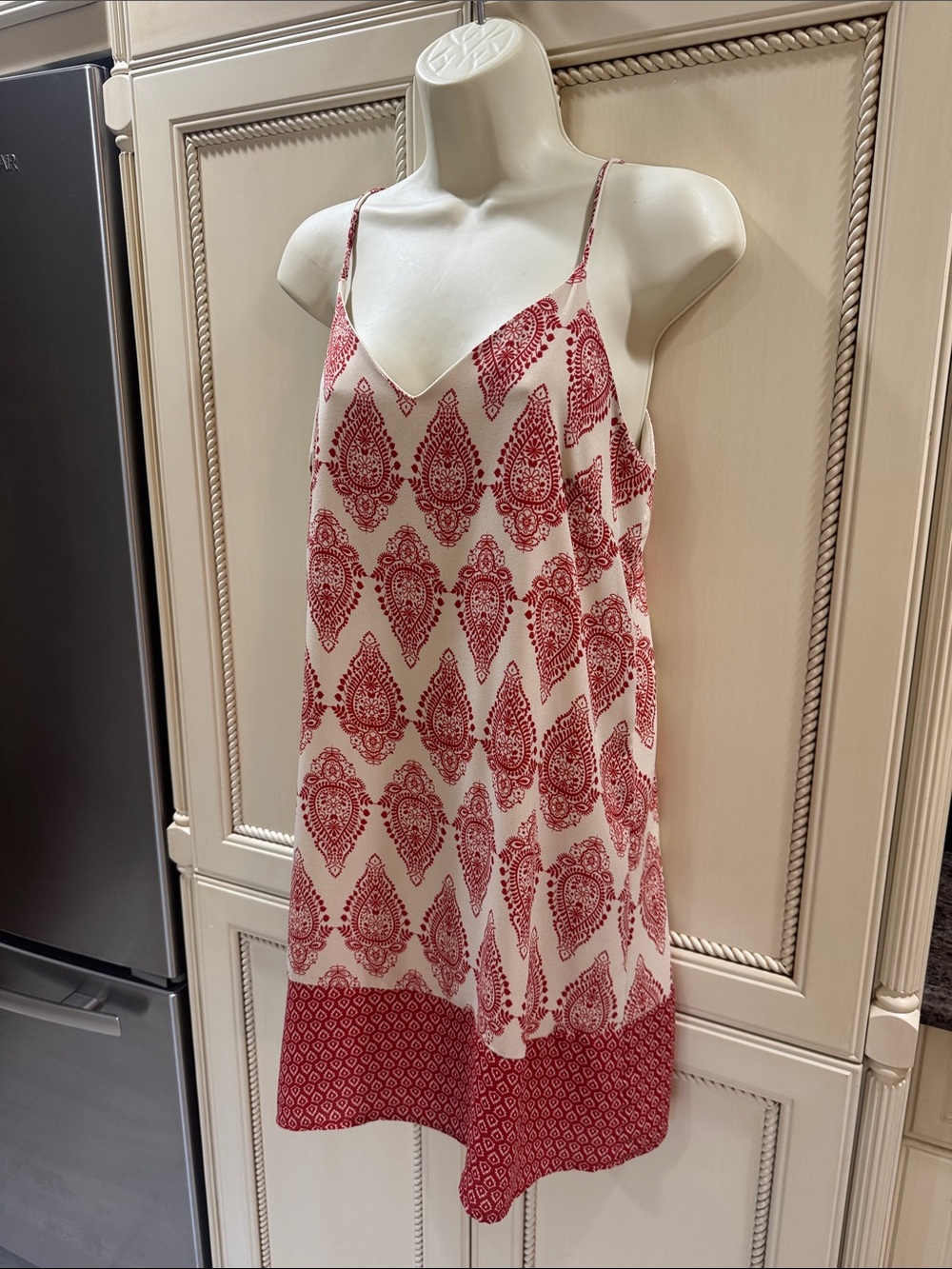 Soprano Red Paisley Print Spaghetti Strap Dress Small